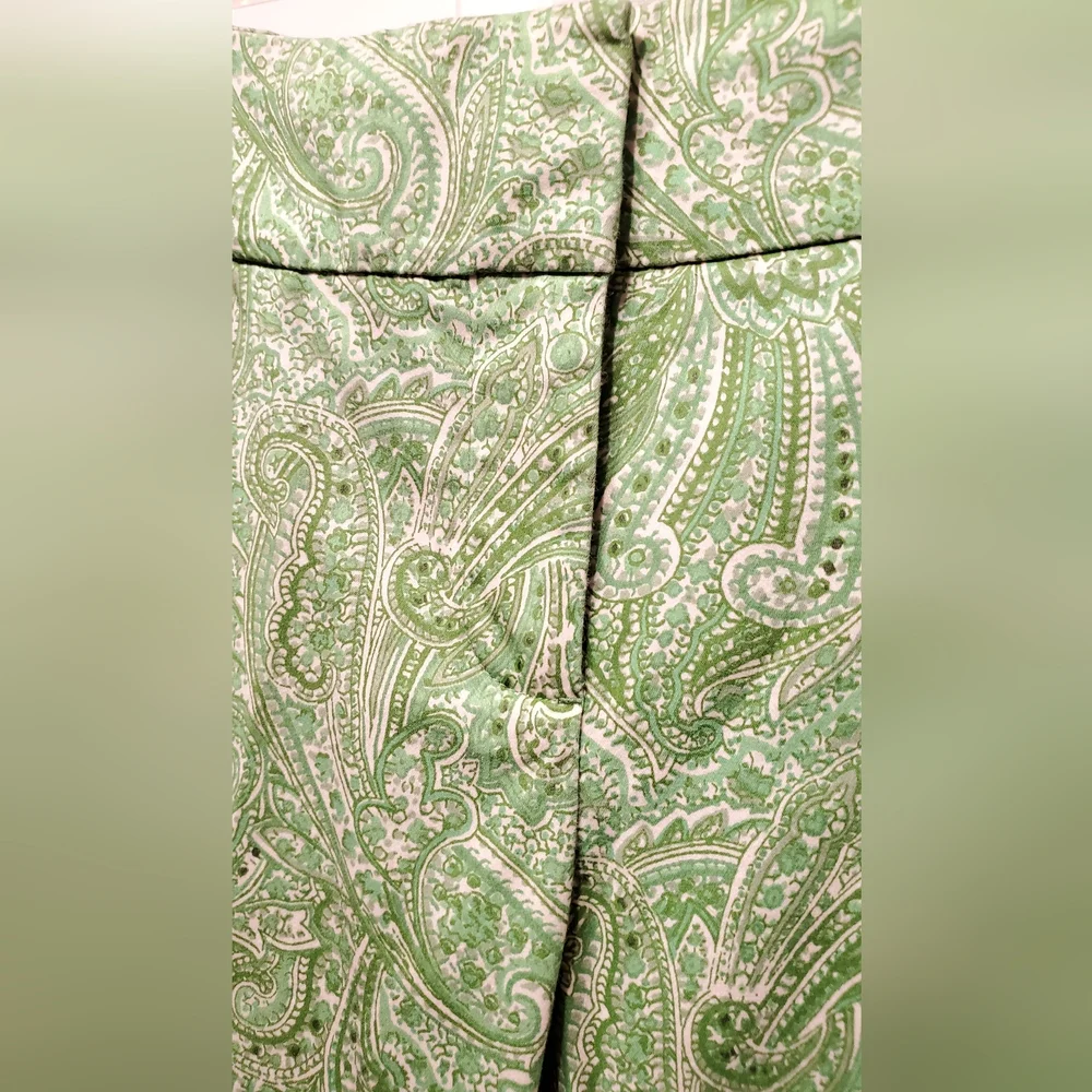 *final price* Talbots green paisley "Curvy" w/ vent pants sz 6P - Picture 3 of 9